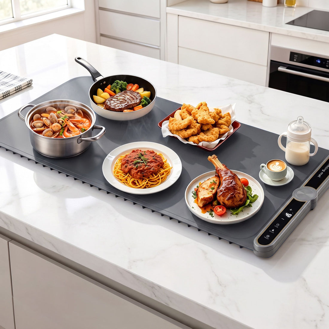 Devanti Food Warming Mat 80cm Electric Food Warmer Roll Up Buffet Tray Grey-Appliances > Kitchen Appliances > Food Warmers &amp; Chafing Dishes-PEROZ Accessories