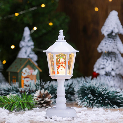 Festive LED Christmas Snow Globe Lantern - Glittering Tabletop Decoration with Santa/Snowman Scene, Dual Power(white)-Occasions > Christmas > Christmas Decorations-PEROZ Accessories
