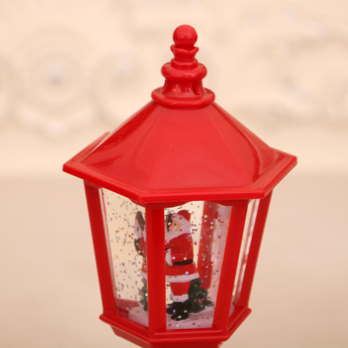 Festive LED Christmas Snow Globe Lantern - Glittering Tabletop Decoration with Santa/Snowman Scene, Dual Power(white)-Occasions > Christmas > Christmas Decorations-PEROZ Accessories