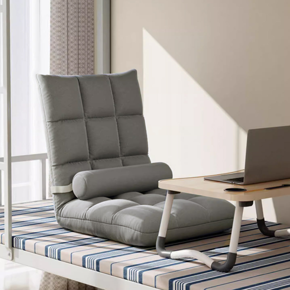 Artiss Floor Lounge Sofa Bed Chair with Lumbar Pillow Folding Adjustable Cushion - Cyan-Furniture > Sofas > Sofas &amp; Sofa Beds-PEROZ Accessories