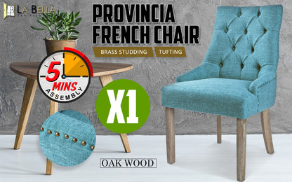 French Provincial Dining Chair Oak Leg AMOUR BLUE-Furniture > Dining > Kitchen &amp; Dining Chairs-PEROZ Accessories
