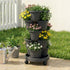 Green Fingers 5 Tier Vertical Garden Planter, Stackable Planters with 4 Wheels, Black, Raised Garden Bed, Garden Tower Indoor Outdoor, Auto Drainage System, for Strawberries, Herbs, Flower, Vegetables-Home & Garden > Artificial Plants > Pots, Planters & Accessories-PEROZ Accessories