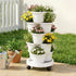 Green Fingers 5 Tier Vertical Garden Planter, Stackable Planters with Wheels, White, Garden Bed, Garden Tower Indoor Outdoor, Auto Drainage System, for Strawberries, Herbs, Flowers, Vegetables-Home & Garden > Artificial Plants > Pots, Planters & Accessories-PEROZ Accessories