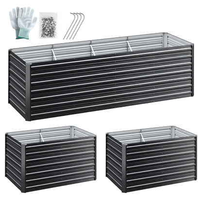Green Fingers 2-in-1 Raised Garden Bed Kit, 240cm/120cm| 77cm Extra Deep Ergonomic Planter Box | Protect Your Back | Galvanised Steel Vegetable Flower Pot for Outdoor Garden | Includes Gloves &amp; Pegs-Home &amp; Garden > Garden Beds-PEROZ Accessories