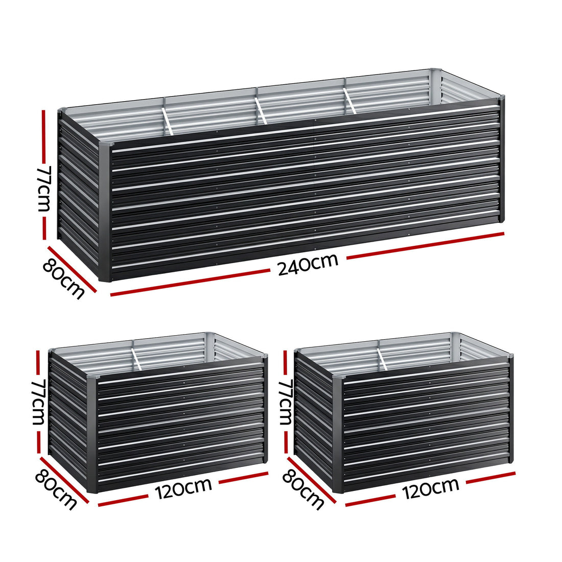 Green Fingers 2-in-1 Raised Garden Bed Kit, 240cm/120cm| 77cm Extra Deep Ergonomic Planter Box | Protect Your Back | Galvanised Steel Vegetable Flower Pot for Outdoor Garden | Includes Gloves &amp; Pegs-Home &amp; Garden > Garden Beds-PEROZ Accessories