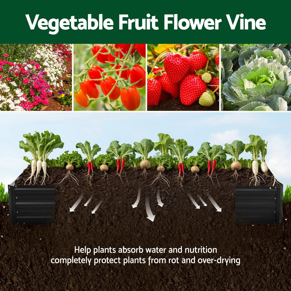 Green Fingers Raised Garden Bed 2 Pcs 210x90cm Planter Box Container Galvanised Metal Outdoor-Home &amp; Garden &gt; Garden Beds &gt; Garden Beds &amp; Planters-PEROZ Accessories