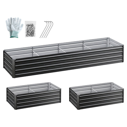 Green Fingers 2-in-1 Raised Garden Bed Kit 45cm Professional Depth Ergonomic 240cm Large Metal Planter Box | Easier Access Veggie Patch | Rust-Proof Galvanised Steel with Safe Rounded Corners &amp; Gloves-Home &amp; Garden > Garden Beds-PEROZ Accessories