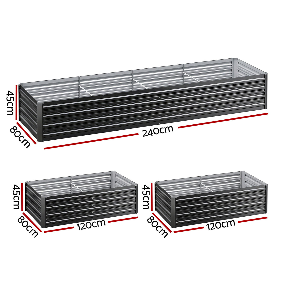 Green Fingers 2-in-1 Raised Garden Bed Kit 45cm Professional Depth Ergonomic 240cm Large Metal Planter Box | Easier Access Veggie Patch | Rust-Proof Galvanised Steel with Safe Rounded Corners &amp; Gloves-Home &amp; Garden > Garden Beds-PEROZ Accessories