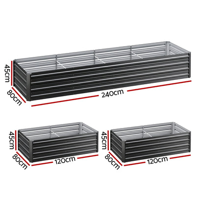 Green Fingers 2-in-1 Raised Garden Bed Kit 45cm Professional Depth Ergonomic 240cm Large Metal Planter Box | Easier Access Veggie Patch | Rust-Proof Galvanised Steel with Safe Rounded Corners &amp; Gloves-Home &amp; Garden > Garden Beds-PEROZ Accessories