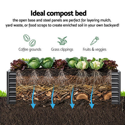 Green Fingers 2-in-1 Raised Garden Bed Kit 45cm Professional Depth Ergonomic 240cm Large Metal Planter Box | Easier Access Veggie Patch | Rust-Proof Galvanised Steel with Safe Rounded Corners &amp; Gloves-Home &amp; Garden > Garden Beds-PEROZ Accessories