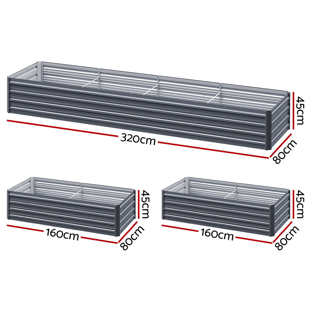 Green Fingers Garden Bed 320X80X45cm Planter Box Raised Container Galvanised Herb-Home &amp; Garden &gt; Garden Beds-PEROZ Accessories
