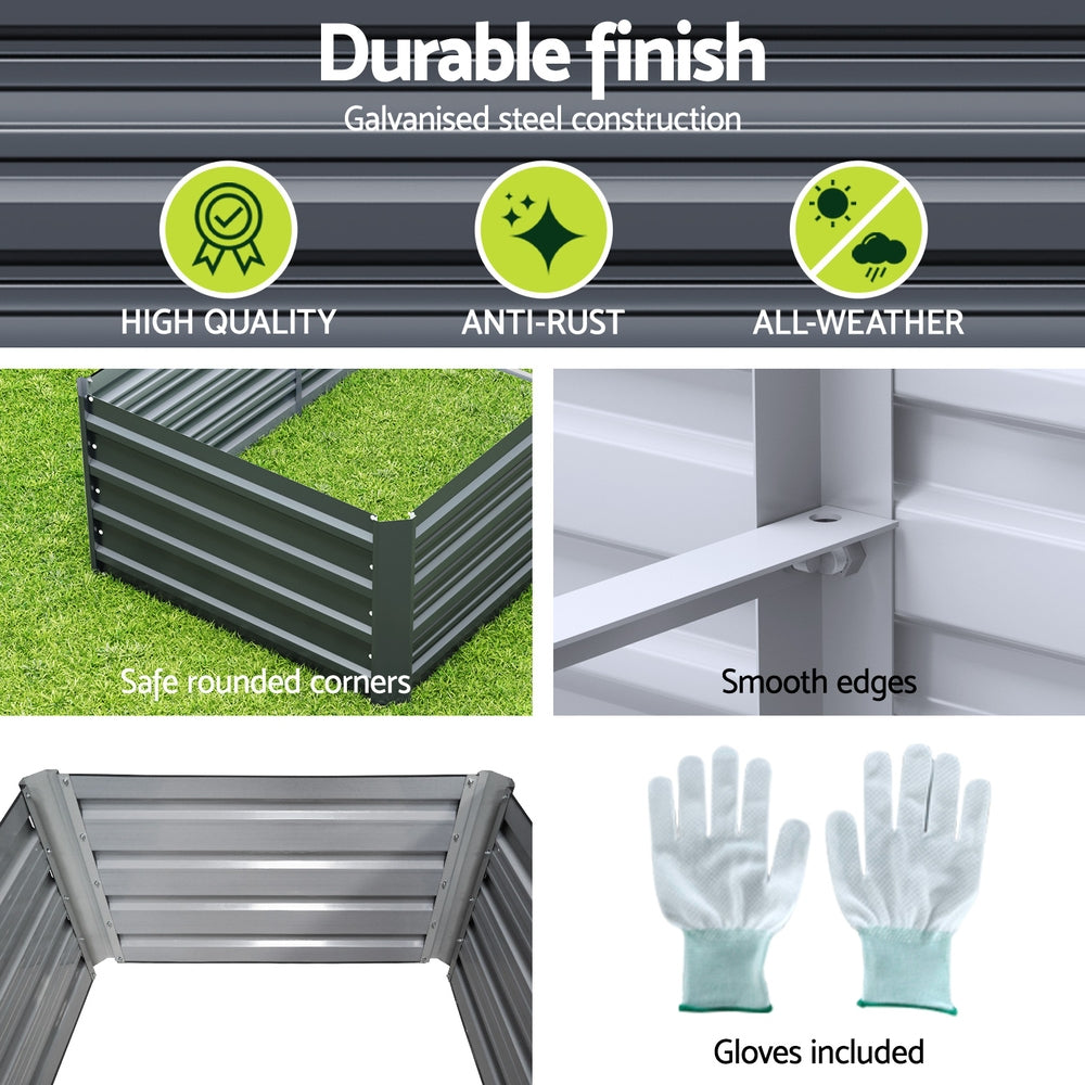 Green Fingers Garden Bed 320X80X45cm Planter Box Raised Container Galvanised Herb-Home &amp; Garden &gt; Garden Beds-PEROZ Accessories