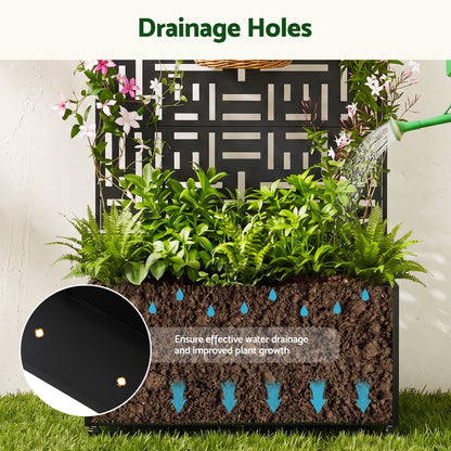 Green Fingers Mobile Planter Box Garden Bed with Trellis Privacy Screen &amp; Lockable Wheels for Climbing Plants-Home &amp; Garden > Garden Beds > Garden Beds &amp; Planters-PEROZ Accessories