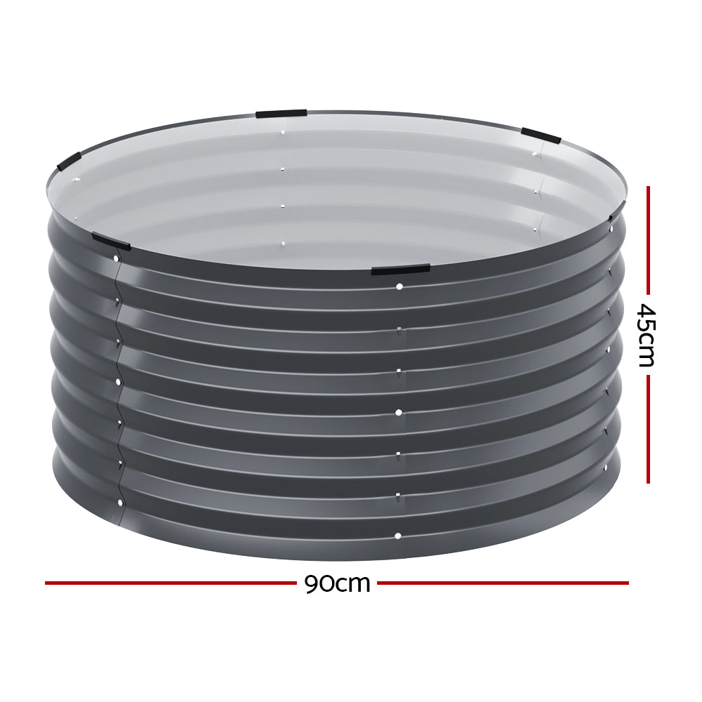 Green Fingers Garden Bed 90X45cm Round Latches Planter Box Raised Galvanised Herb-Home &amp; Garden &gt; Garden Beds-PEROZ Accessories