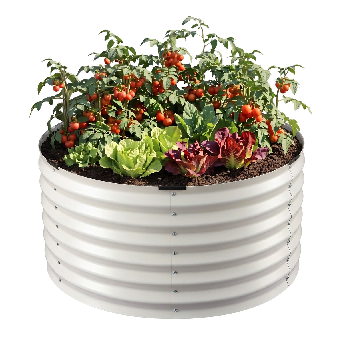 Green Fingers Round Metal Raised Garden Bed 90x45cm Planter Box White-Home &amp; Garden > Garden Beds > Garden Beds &amp; Planters-PEROZ Accessories