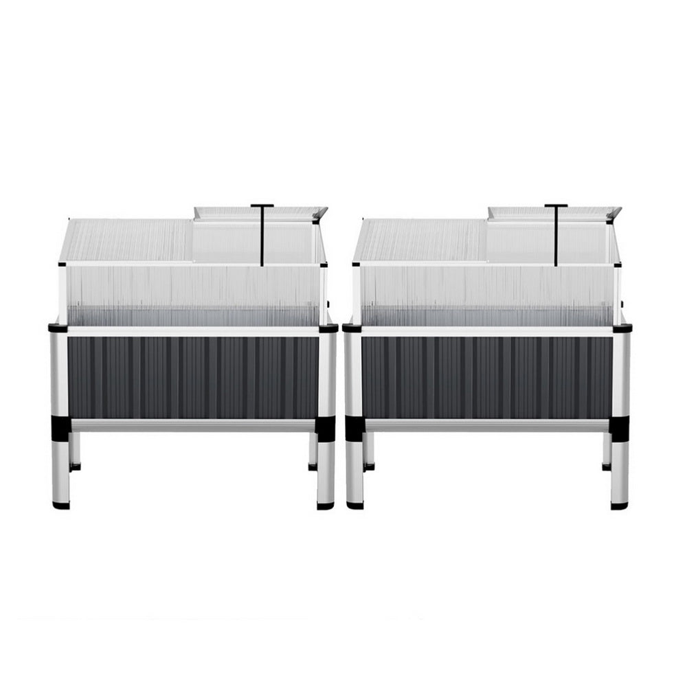 Green Fingers Raised Garden Bed x2 80x49x74cm Greenhouse Planter Box Galvanised Herb-Home &amp; Garden &gt; Garden Beds &gt; Garden Beds &amp; Planters-PEROZ Accessories