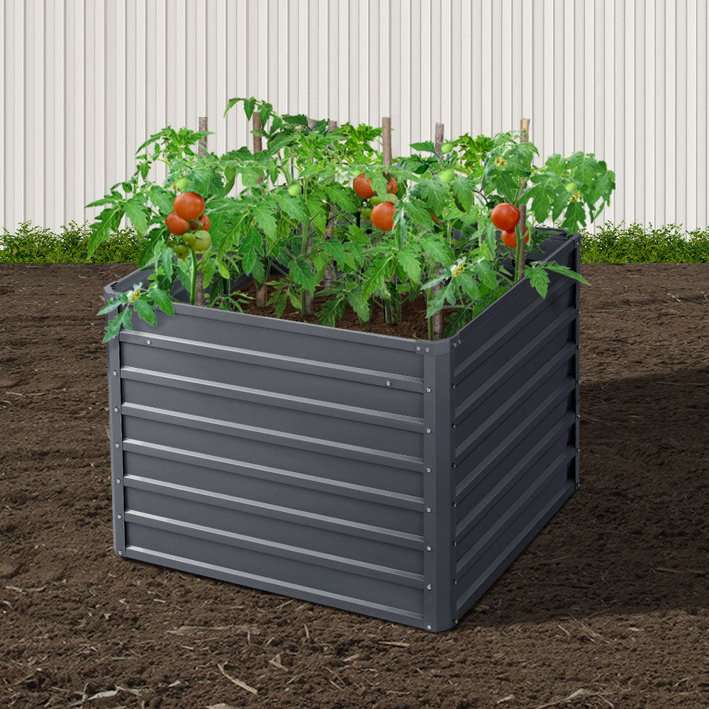 Green Fingers 2x Garden Bed 100x100x77cm Planter Box Raised Container Galvanised-Home &amp; Garden > Garden Beds-PEROZ Accessories