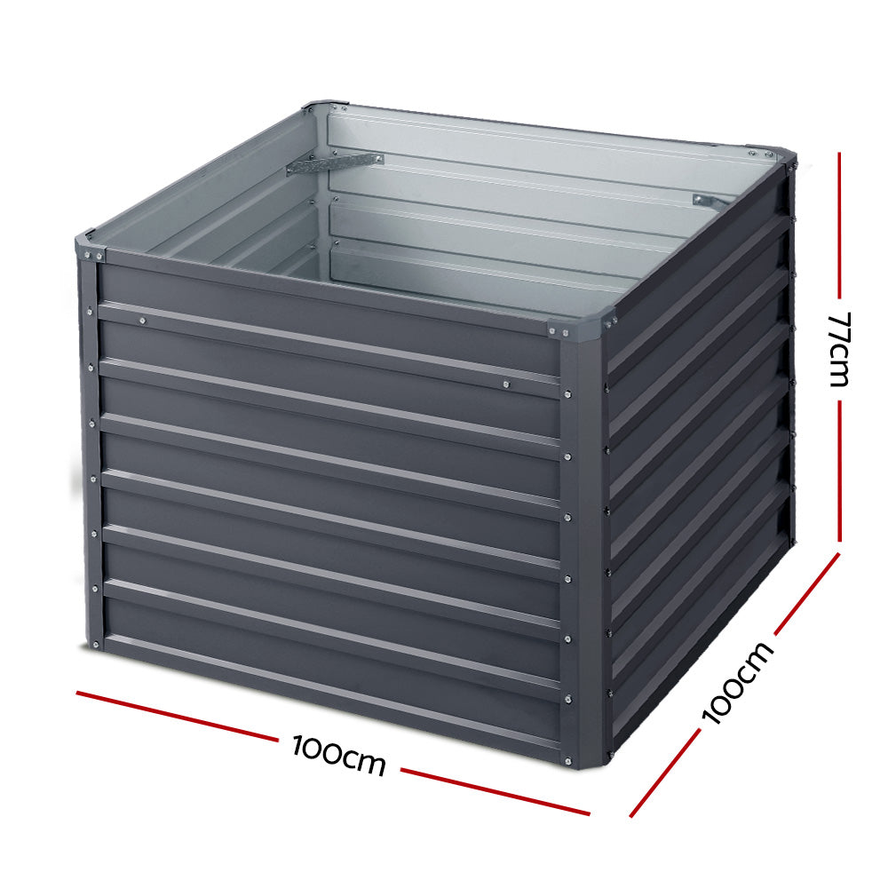 Green Fingers 2x Garden Bed 100x100x77cm Planter Box Raised Container Galvanised-Home &amp; Garden &gt; Garden Beds-PEROZ Accessories