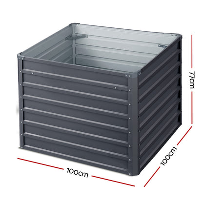 Green Fingers 2x Garden Bed 100x100x77cm Planter Box Raised Container Galvanised-Home &amp; Garden &gt; Garden Beds-PEROZ Accessories