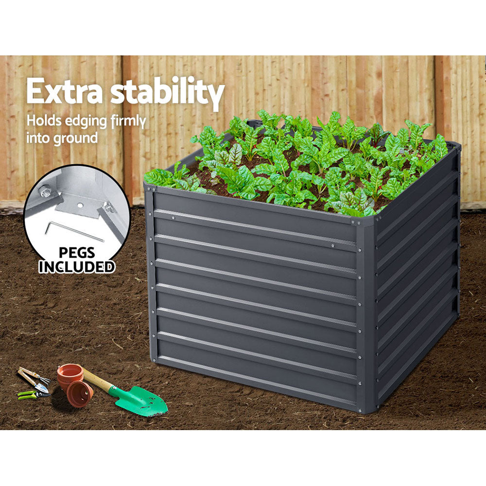Green Fingers 2x Garden Bed 100x100x77cm Planter Box Raised Container Galvanised-Home &amp; Garden &gt; Garden Beds-PEROZ Accessories