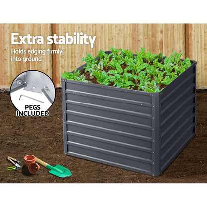 Green Fingers 2x Garden Bed 100x100x77cm Planter Box Raised Container Galvanised-Home &amp; Garden &gt; Garden Beds-PEROZ Accessories