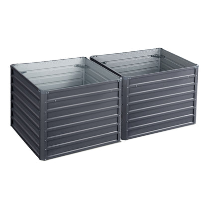 Green Fingers 2x Garden Bed 100x100x77cm Planter Box Raised Container Galvanised-Home &amp; Garden &gt; Garden Beds-PEROZ Accessories