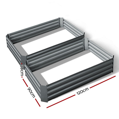 Green Fingers 2x Garden Bed 120x90cm Planter Box Raised Container Galvanised Herb-Home &amp; Garden &gt; Garden Beds-PEROZ Accessories