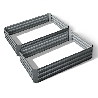 Green Fingers 2x Garden Bed 120x90cm Planter Box Raised Container Galvanised Herb-Home &amp; Garden &gt; Garden Beds-PEROZ Accessories