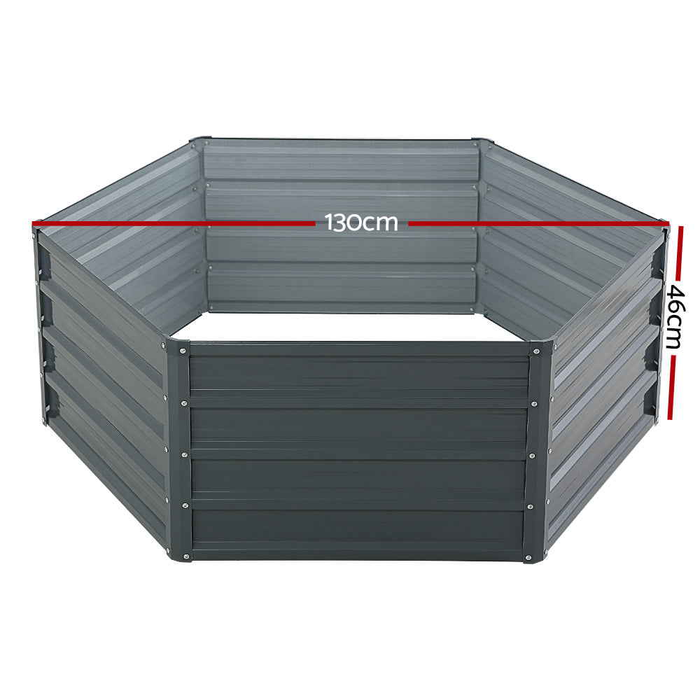 Green Fingers 2x Garden Bed 130x130x46cm Planter Box Raised Container Galvanised-Home &amp; Garden &gt; Garden Beds-PEROZ Accessories
