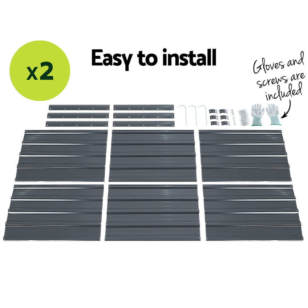 Green Fingers 2x Garden Bed 130x130x46cm Planter Box Raised Container Galvanised-Home &amp; Garden &gt; Garden Beds-PEROZ Accessories