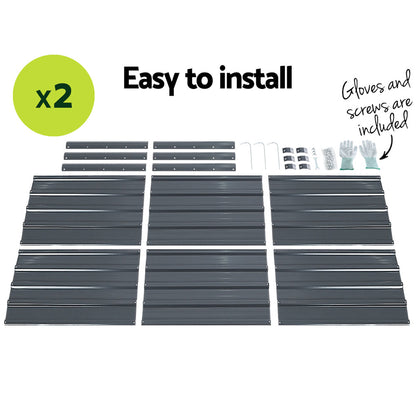 Green Fingers 2x Garden Bed 130x130x46cm Planter Box Raised Container Galvanised-Home &amp; Garden &gt; Garden Beds-PEROZ Accessories