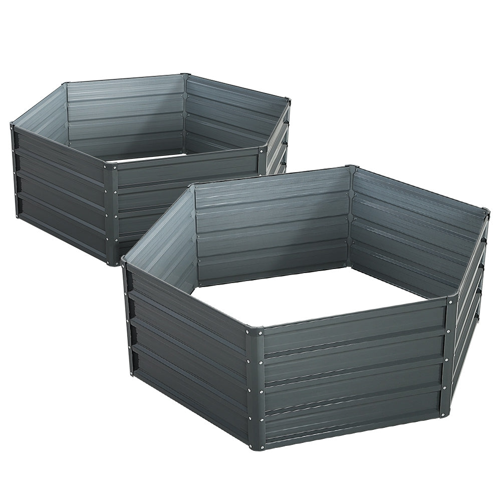 Green Fingers 2x Garden Bed 130x130x46cm Planter Box Raised Container Galvanised-Home &amp; Garden &gt; Garden Beds-PEROZ Accessories