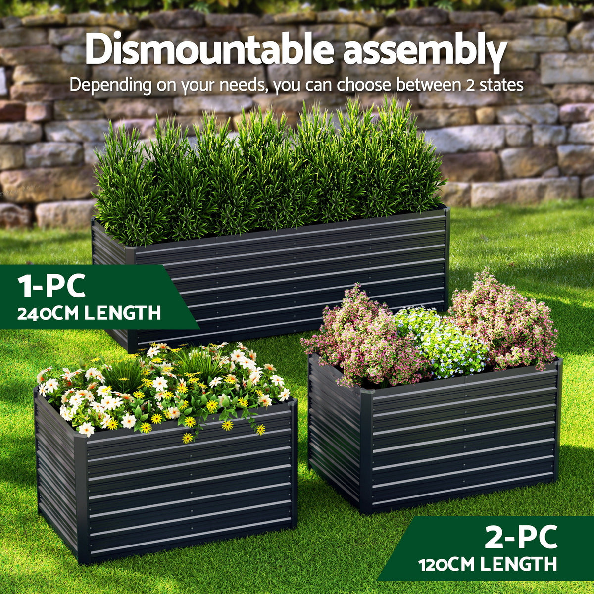 Green Fingers Garden Bed 320x80x77cm Planter Box Raised Container Galvanised Herb-Home &amp; Garden > Garden Beds-PEROZ Accessories