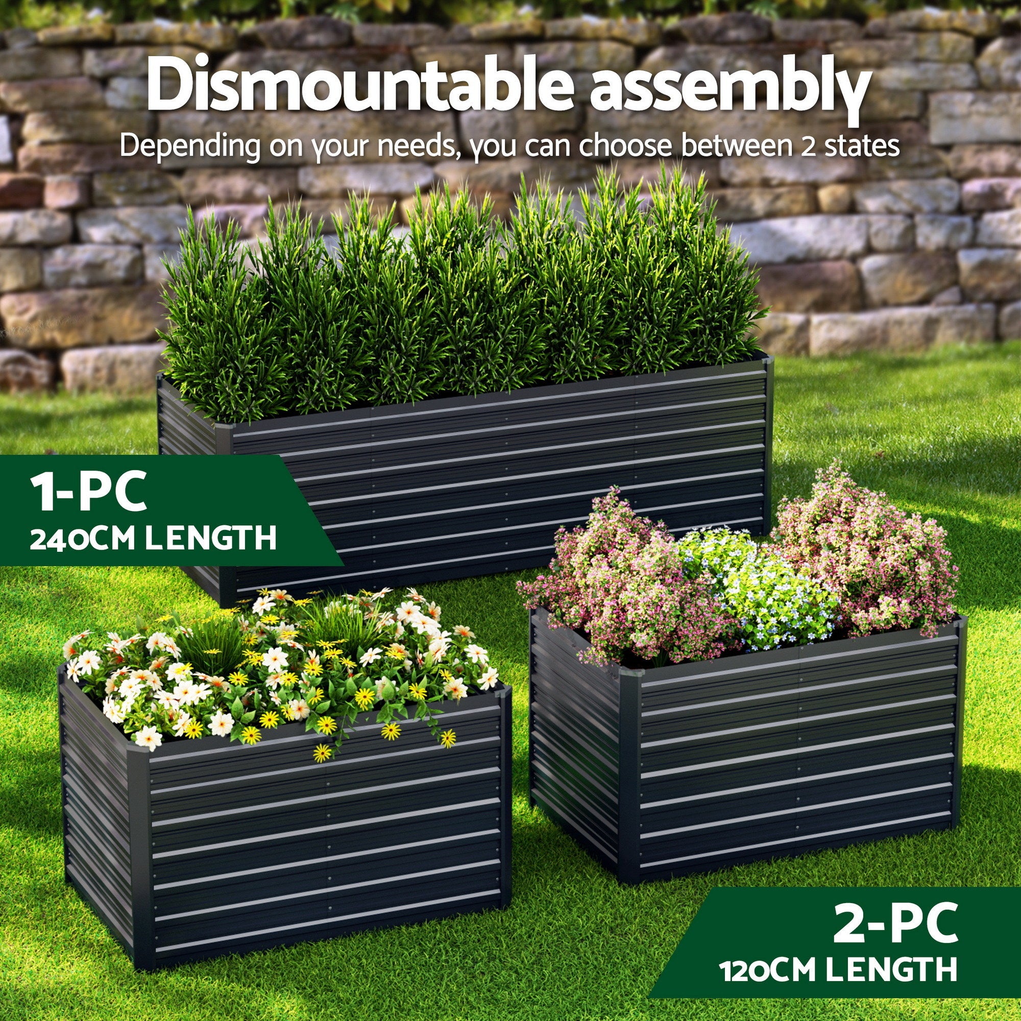 Green Fingers Garden Bed 320x80x77cm Planter Box Raised Container Galvanised Herb-Home &amp; Garden > Garden Beds-PEROZ Accessories