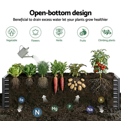 Green Fingers Garden Bed 320x80x77cm Planter Box Raised Container Galvanised Herb-Home &amp; Garden > Garden Beds-PEROZ Accessories