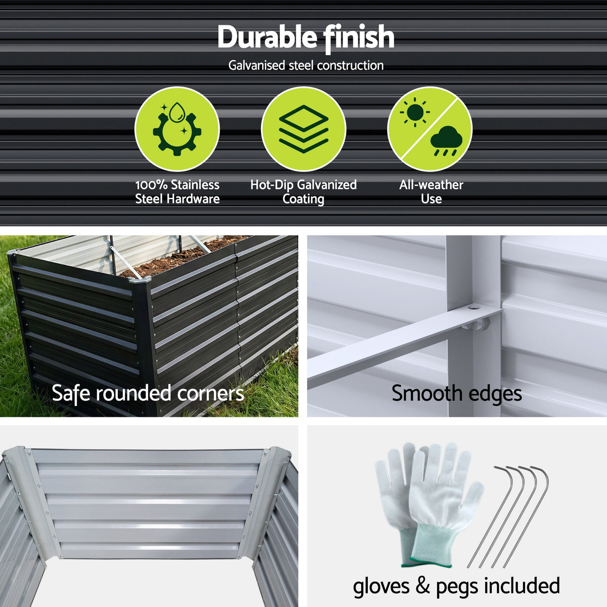 Green Fingers Garden Bed 320x80x77cm Planter Box Raised Container Galvanised Herb-Home &amp; Garden > Garden Beds-PEROZ Accessories