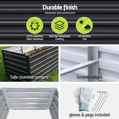 Green Fingers Garden Bed 320x80x77cm Planter Box Raised Container Galvanised Herb-Home &amp; Garden > Garden Beds-PEROZ Accessories