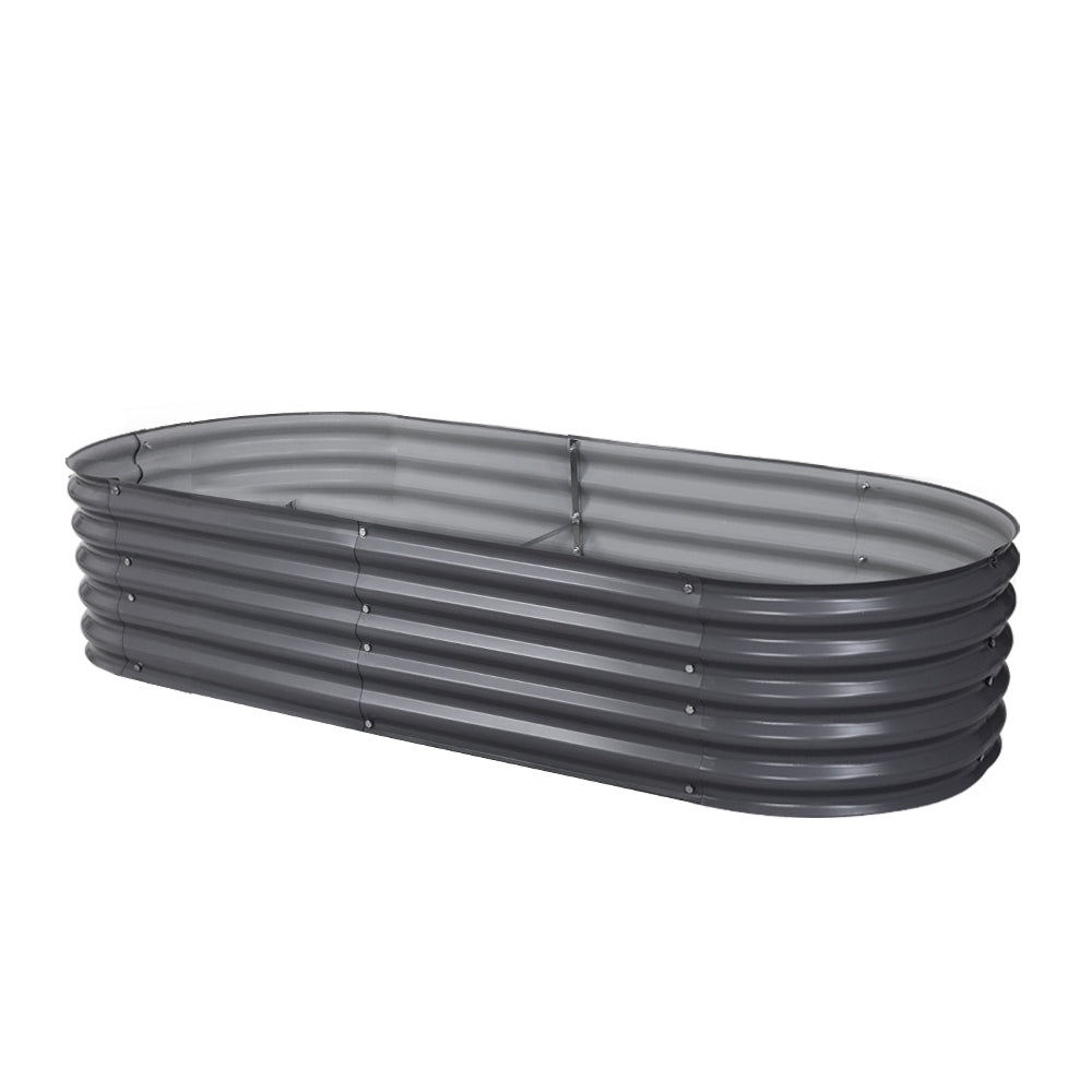 Green Fingers Garden Bed 160X80X42cm Oval Planter Box Raised Container Galvanised-Home &amp; Garden &gt; Garden Beds-PEROZ Accessories