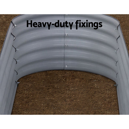 Green Fingers Garden Bed 160X80X42cm Oval Planter Box Raised Container Galvanised-Home &amp; Garden &gt; Garden Beds-PEROZ Accessories