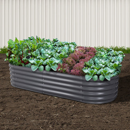 Green Fingers Garden Bed 160X80X42cm Oval Planter Box Raised Container Galvanised-Home &amp; Garden &gt; Garden Beds-PEROZ Accessories