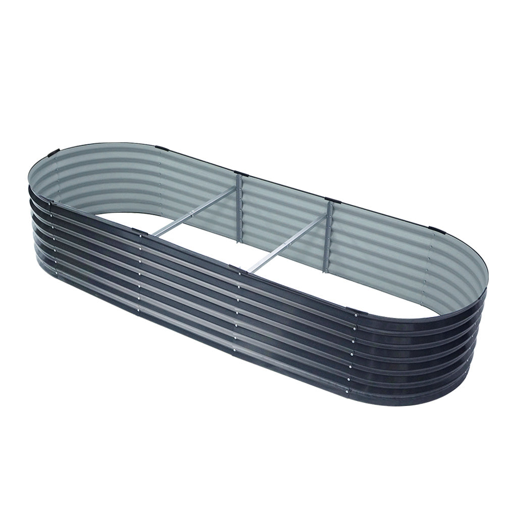 Green Fingers Garden Bed 240X80X42cm Oval Planter Box Raised Container Galvanised-Home &amp; Garden &gt; Garden Beds-PEROZ Accessories