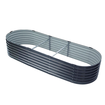 Green Fingers Garden Bed 240X80X42cm Oval Planter Box Raised Container Galvanised-Home &amp; Garden &gt; Garden Beds-PEROZ Accessories