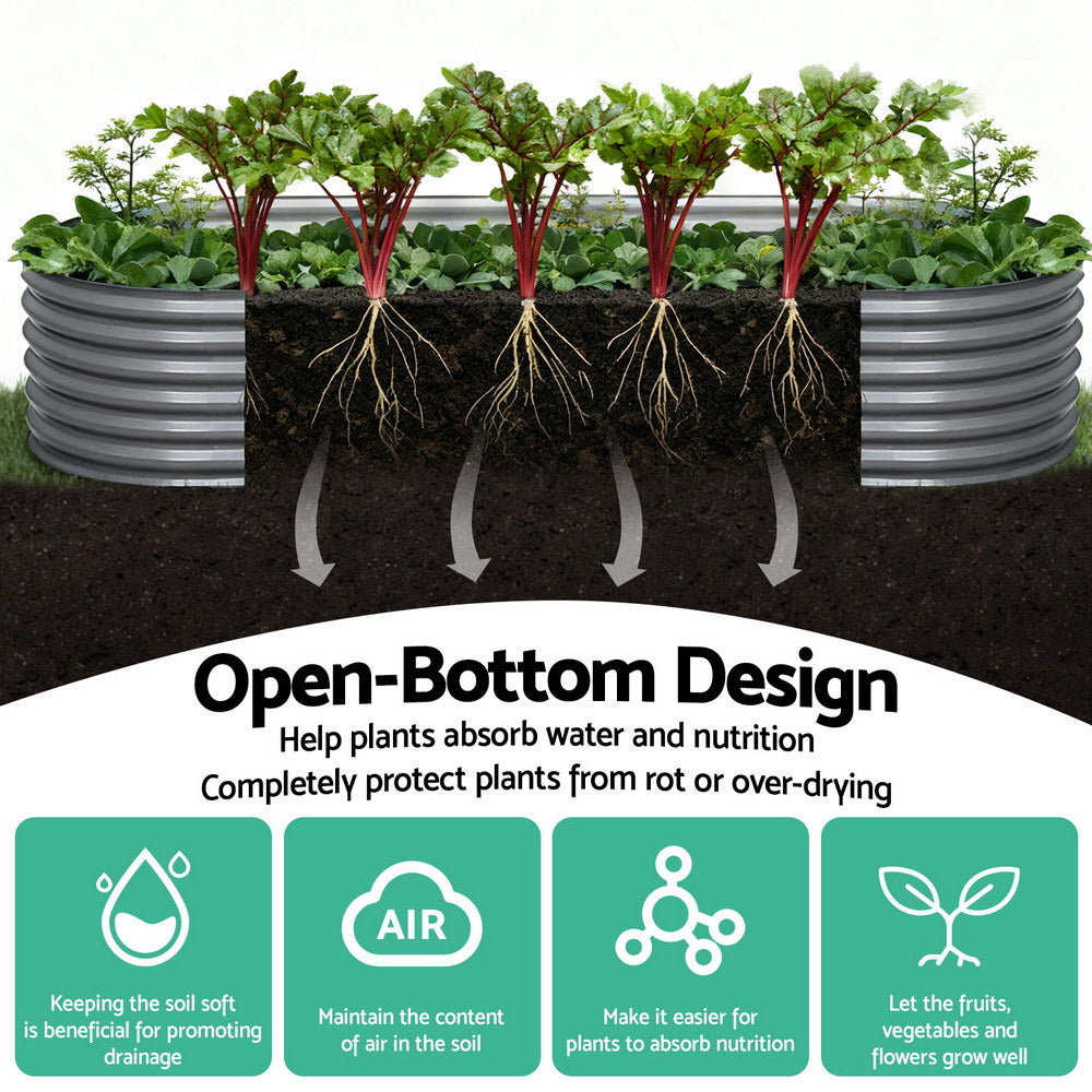 Green Fingers Garden Bed 320X80X42cm Oval Planter Box Raised Container Galvanised-Home &amp; Garden &gt; Garden Beds-PEROZ Accessories
