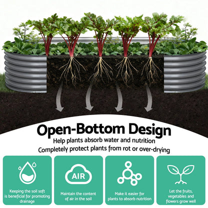 Green Fingers Garden Bed 320X80X42cm Oval Planter Box Raised Container Galvanised-Home &amp; Garden &gt; Garden Beds-PEROZ Accessories