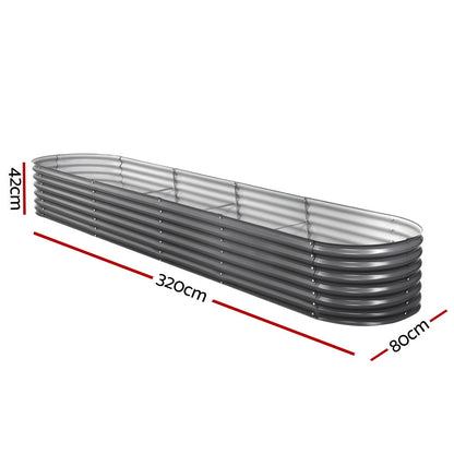 Green Fingers Garden Bed 320X80X42cm Oval Planter Box Raised Container Galvanised-Home &amp; Garden &gt; Garden Beds-PEROZ Accessories