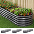Green Fingers 3 Pcs Raised Garden Bed Kit Oval Galvanized Steel Planter Boxes 320x80x42cm, Heavy Duty Metal Elevated Garden Bed for Vegetables Flowers Herbs, with Safety Edging, Gloves & Pegs Included-Home & Garden > Garden Beds > Garden Beds & Planters-PEROZ Accessories