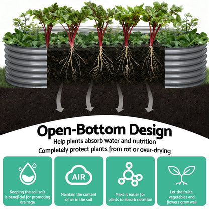 Green Fingers Garden Bed 240X80X56cm Oval Planter Box-Home &amp; Garden > Greenhouses > Greenhouses &amp; Accessories-PEROZ Accessories