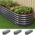 Green Fingers 3 Pcs Raised Garden Bed Kit Oval Galvanized Steel Planter Boxes 240x80x56cm, Heavy Duty Metal Elevated Garden Bed for Vegetables Flowers Herbs, with Safety Edging, Gloves & Pegs Included-Home & Garden > Garden Beds > Garden Beds & Planters-PEROZ Accessories