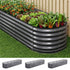 Green Fingers 3 Pcs Raised Garden Bed Kit Oval Galvanized Steel Planter Boxes 320x80x56cm, Heavy Duty Metal Elevated Garden Bed for Vegetables Flowers Herbs, with Safety Edging, Gloves & Pegs Included-Home & Garden > Garden Beds > Garden Beds & Planters-PEROZ Accessories