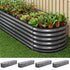 Green Fingers 4 Pcs Raised Garden Bed Kit Oval Galvanized Steel Planter Boxes 320x80x56cm, Heavy Duty Metal Elevated Garden Bed for Vegetables Flowers Herbs, with Safety Edging, Gloves & Pegs Included-Home & Garden > Garden Beds > Garden Beds & Planters-PEROZ Accessories